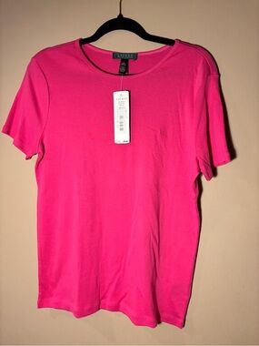 Lauren Ralph Lauren Women's Short Sleeve Crewneck Tee - Bright Pink